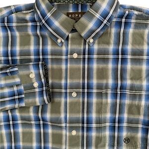 Roper Western Button Down Men’s Plaid Long Sleeve Shirt Size Large Cowboy/Ranch